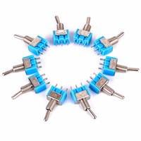 10pcs Blue 3-Pin Miniature Toggle Switches MTS-102 SPDT ON-ON 6A 125VAC Mini Toggle Switches