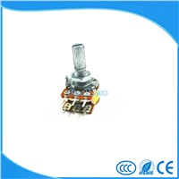 5PCS WH148 1K 2K 5K 10K 20K 50K 100K 250K 500K 1M ohm Linear Dual Rotary Potentiometer 15mm Shaft With Nuts And Washers 6Pin