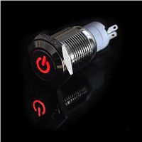 1pcs 16mm 12V Silver Waterproof stainless steel LED Power Push Button Metal ON/OFF Switch Latching For Car Boat Motor