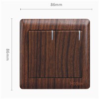 BA Wood Color Wall Socket Panel Switch Two Open Single Control Dual Control Switch 86 Type