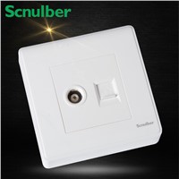 1pc surface type TV television socket and RJ45 8p internet computer wall switch outlet