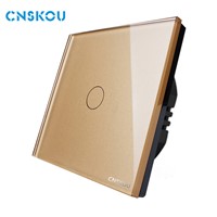 EU standard touch switch 1gang 1way crystal glass panel touch sensor switch wall  electrical switch Cnskou manufacturer