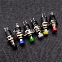 7mm Thread Multicolor 2 Pins Momentary Push Button Switch PBS-110 (Yellow black blue white red green)