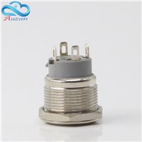 19 mm self-locking metal push button switch 220v voltage large current 10 A red green yellow blue white copper nickel plated