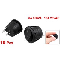 10Pcs AC 6A 10A 250V On Off Snap SPST Round Boat Rocker Switch Black 2Pin Power Switch Push Button Switch Black White Factory