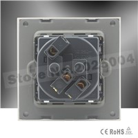Cnskou EU Standard Power Socket, AC 110~250V 16A Wall Power Socket Outlet, White Color Tempered Crystal Glass Panel,Manufacturer