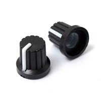 10pcs 6mm Shaft Hole Plastic Volume Control Potentiometer Knob Cap Black Ribbed Threaded Knurled