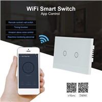 QIACHIP US Plug Version 2 Gang 2 Way Wifi Wall Sensor Touch Switch Work With Amazon Alexa Smart Home Remote Control On Off Touch