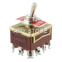 AC 15A/250V 10A/380V 2 Way On/On 4 Pole Double Throw 4PDT Toggle Switch 12 screw terminals
