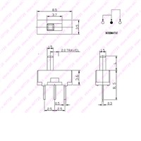 10PCS ON-OFF Micro Slide Switch Interruptor 1P2T 3Pin Toggle Switch Handle L=3mm