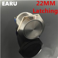 22mm Waterproof Latching Stainless Steel Metal Doorbell Bell Horn Power Push Button Switch Car Auto Engine Start PC Computer On