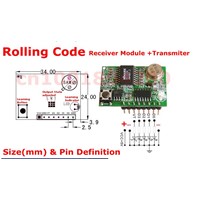 DC3-5V Rolling code RF Wireless Remote Control Receiver Module+Transmitter super-heterodyne Learning code 4Channel Output  TTL