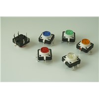 50pcs Illuminated Tact Switch 12x12x7.3 mm Green Red Yellow Blue White LED Push button Normal Open vertical Through Hole PCB