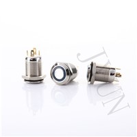 12mm Colorful LED Light Shine Car Horn Auto Reset Waterproof Momentary Flat Round Stainless Steel Metal Push Button Switch