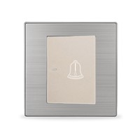 1 Gang Luxury Doorbell Switch Push Button Wall Switch Interruptor Brushed Silver Panel Power Conmutador 10A AC 110~250V