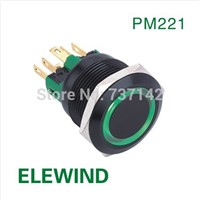 ELEWIND 22mm BLACK aluminum Ring illuminated  Momentary push button switch(PM221F-11E/G/12V/A)