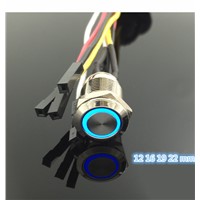 1 set high quality computer Metal LED Power Push Button Switch On-off  5V 12mm 16mm 19mm 22mm Waterproof with 50cm wire harness