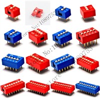 10PCS Red/Blue 2.54mm Pitch Slide Type Switch 1P/2P/3P/4P/5P-10P DIP Switch New