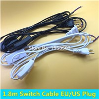 1.8m Switch Wire EU US Plug White Black PVC Cable on off LED Lamp On Line Switching Cord for Desk Table Lamp Lighting