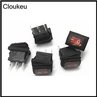 15*21MM Rocker Switch waterproof With lamp KCD1-102N 3Pin 2File Seesaw switch 6A250V Power switch 5Pcs