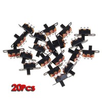 WSFS Hot 20pcs 5V 0.3 A Mini Size Black SPDT Slide Switch for Small DIY Power