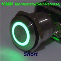 50PCS 16MM Short Body Metal Switch Ring Type With LED 12V/24V Power Push Button Momentary Auto Reset Released Indication Button