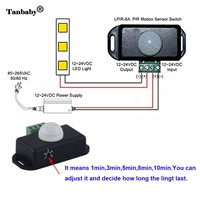 Tanbaby DC12-24V Body Infrared PIR Motion Sensor Switch Time Adjustable Controller Infrared Motion Detector For LED Strip Light