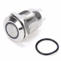 Mayitr Portable 12V  Silver 4 Pin 12mm Push Button Switch Durable Waterproof White Led Light Metal Momentary Switches 21.3*14mm