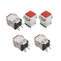 Red Square Cap 2NO 2NC DPDT Momentary Pushbutton Switch AC 3A/250V 6A/125V