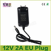 2017 wholesale 1 pcs AC100-240V Converter Adapter to DC 12V 2A 24w CCTV led Power Supply Transformer EU Plug for led strip