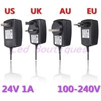 New AC110v-220v Converter Adapter to DC 24V 1A 24w Power Supply Charger Driver for LED Strip Light CCTV US UK EU AU plug