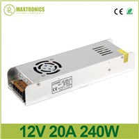 12V 20A 240W Slim Power Supply power source AC to DC Adapter Switch Driver for auto LED Strip Light module 180V-220V
