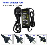 SXZM 72W power adapter AC DC power supply AC100-240V to DC12V 6A EU/UK/AU/US plug for led light 5050/5630