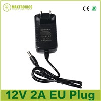 2016 Best quality 12V 2A 24W EU Plug AC 110~240V To DC 12V 2A CCTV Power Supply Adapter for Led Strip Light Fast shipping