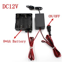 DC12V 8*AA Battery Power Supply Adapter Driver Controller Inverter For 1-30M El Wire Electroluminescent Light,DC To AC