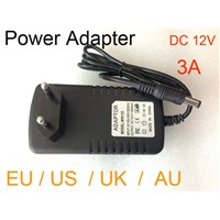 High quality 110~240V EU/US/UK/ AU  DC 12V 3A power adapter, smd 5050 3528 5630 led strip light Switching Power supply