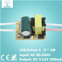 1-3W LED light driver transformer power supply adapter Input AC90-265V Output DC3-12V Current 280-300mA for led lamp DIY
