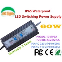60W Constant Voltage Switching Power Supply 12V 24V IP67 Waterproof LED Driver Adapter 5A 2.5A Lighting Transformer 110V 220V CE