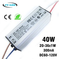 2pcs 40W LED Driver 300mA DC60-120V 20-36x1W Waterproof IP67 Constant Current Aluminum High Power LED Power Supply