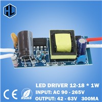 12-18W LED Light Driver Transformer Power Supply Adapter Input AC90-265V Output DC42-63V Current 280-300mA for Led Lamps DIY