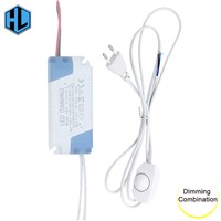 1Set 220V Dimmable LED Power Supply Plastic Driver+1.8M White Dimming Switch Cable Light Modulator Lamp Line Dimmer for Lamps