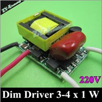 10 pcs/lot,3-4X1W Dimming driver,3X1w 4w LED dimmer driver 300MA AC 220V,LED Dim Driver For Dimmable LED bulb light freeshipping