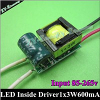 20pcs 1x3W led inside driver 3W 600mA LED Driver Lighting Transformers Input AC85-265V output DC3-4v for 3W E27 Gu10 LED light