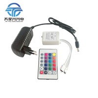 TXG 24 Key IR Wireless Remote Controller + DC12V 2A Power Supply adapter For RGB LED strip 5050 3528 Flexible tape light