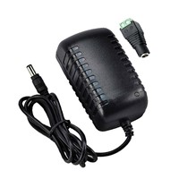 New DC 12V 2.0A Switching Power Supply Adapter For 110V- 240V AC 50/60Hz 2.1mm Black US EU plug For LED Strips Light