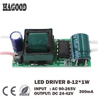 8-12W LED Driver Input AC90-265V Output DC24-42V Constant Current 280-300mA Transformer Power Supply Adapter for Led Lamps DIY