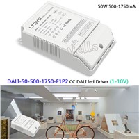LTECH 50W 500-1750mA CC DALI Driver;DALI-50-500-1750-F1P2;CC led Dimming Driver;AC100-240V input;0-10V 1-10V Push DIM led power