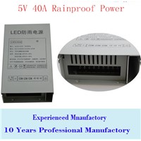 5V 40A 200W Rainproof outdoor Single Output Switching power supply smps AC TO DC for LED strip lamp