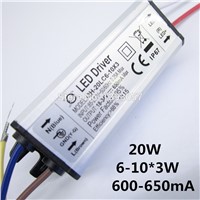 1pcs/lot 6-10x3w 20W LED Driver DC18-34v 650mA Power Supply Waterproof IP67 Constant Current Driver For FloodLight