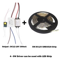 4-5W LED Waterproof Driver Power Supply Adapter DC12-18V AC85 - 265V Constant Current 300mA Transformer For 5050/3528 LED Strip